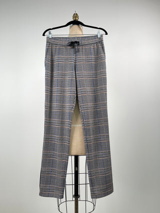 Beige Black and Blue Plaid Jogger Pants (XS/S)