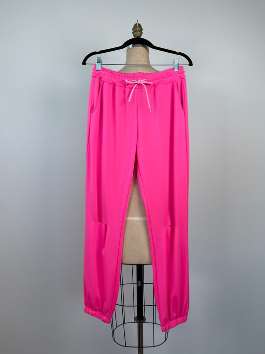 Pantalon jogger rose néon à genoux ouverts (S/M)