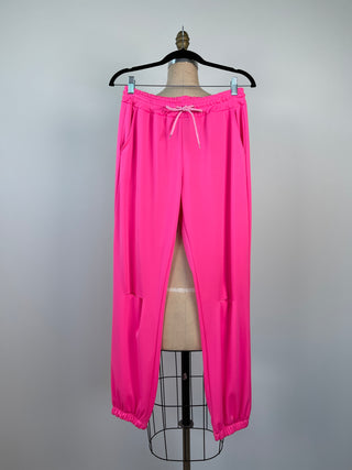 Neon Pink Open Knee Jogger Pants (S/M)