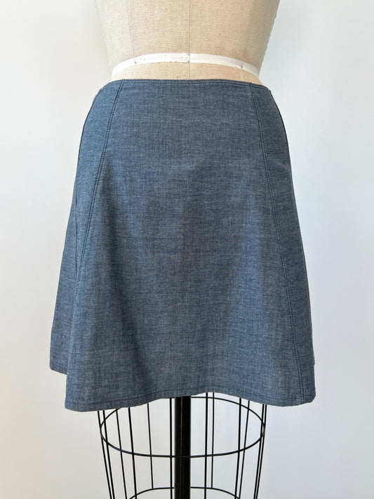 Mini jupe à coupe trapèze Bleu tramé façon denim (XS/S)