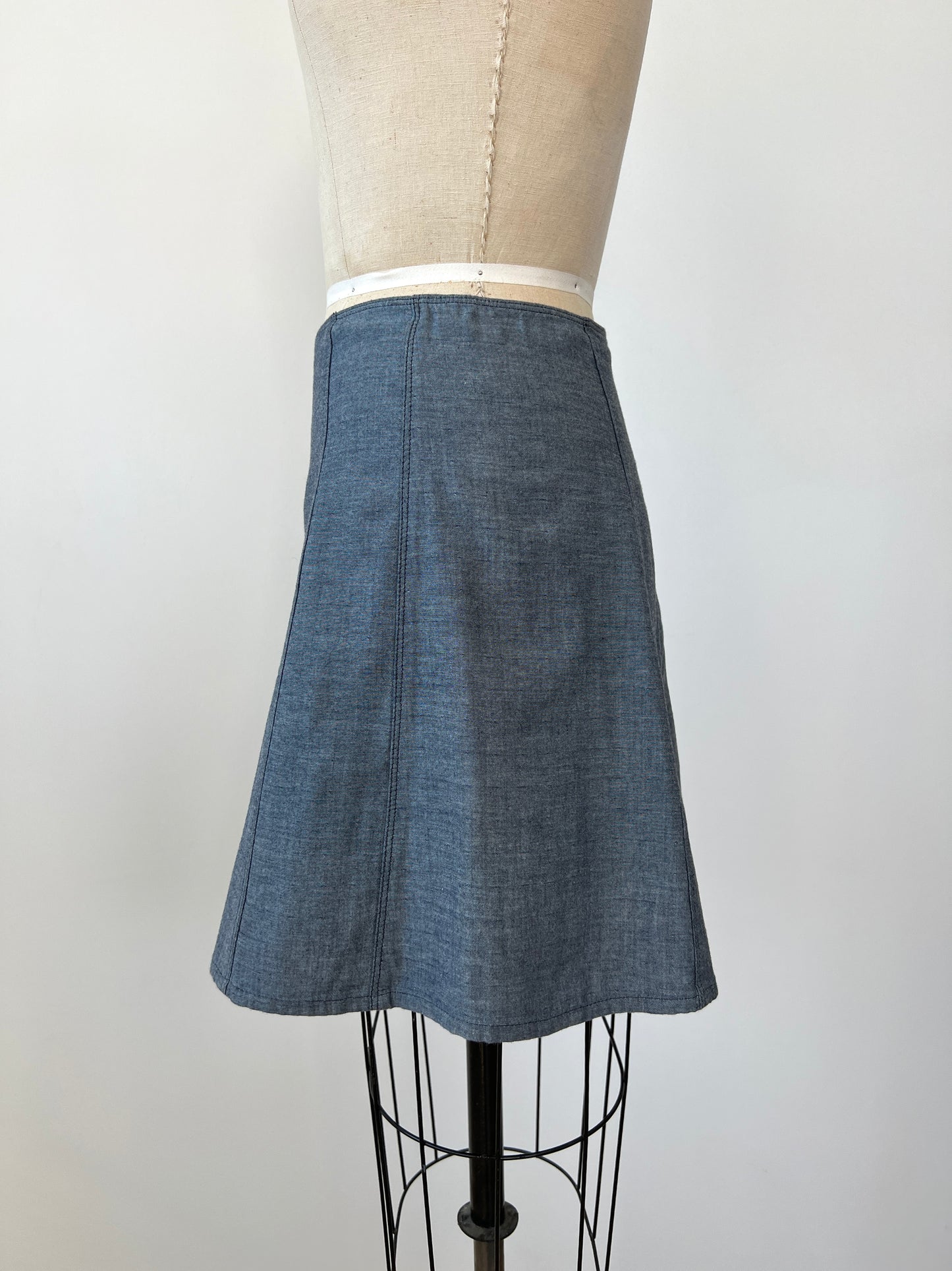 Mini jupe à coupe trapèze Bleu tramé façon denim (XS/S)