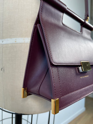 Aubergine Leather Handbag and Shoulder Bag