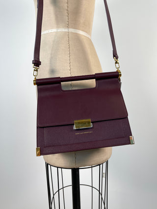 Aubergine Leather Handbag and Shoulder Bag