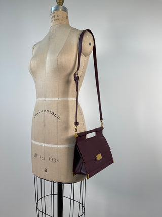 Aubergine Leather Handbag and Shoulder Bag