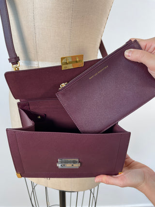 Aubergine Leather Handbag and Shoulder Bag