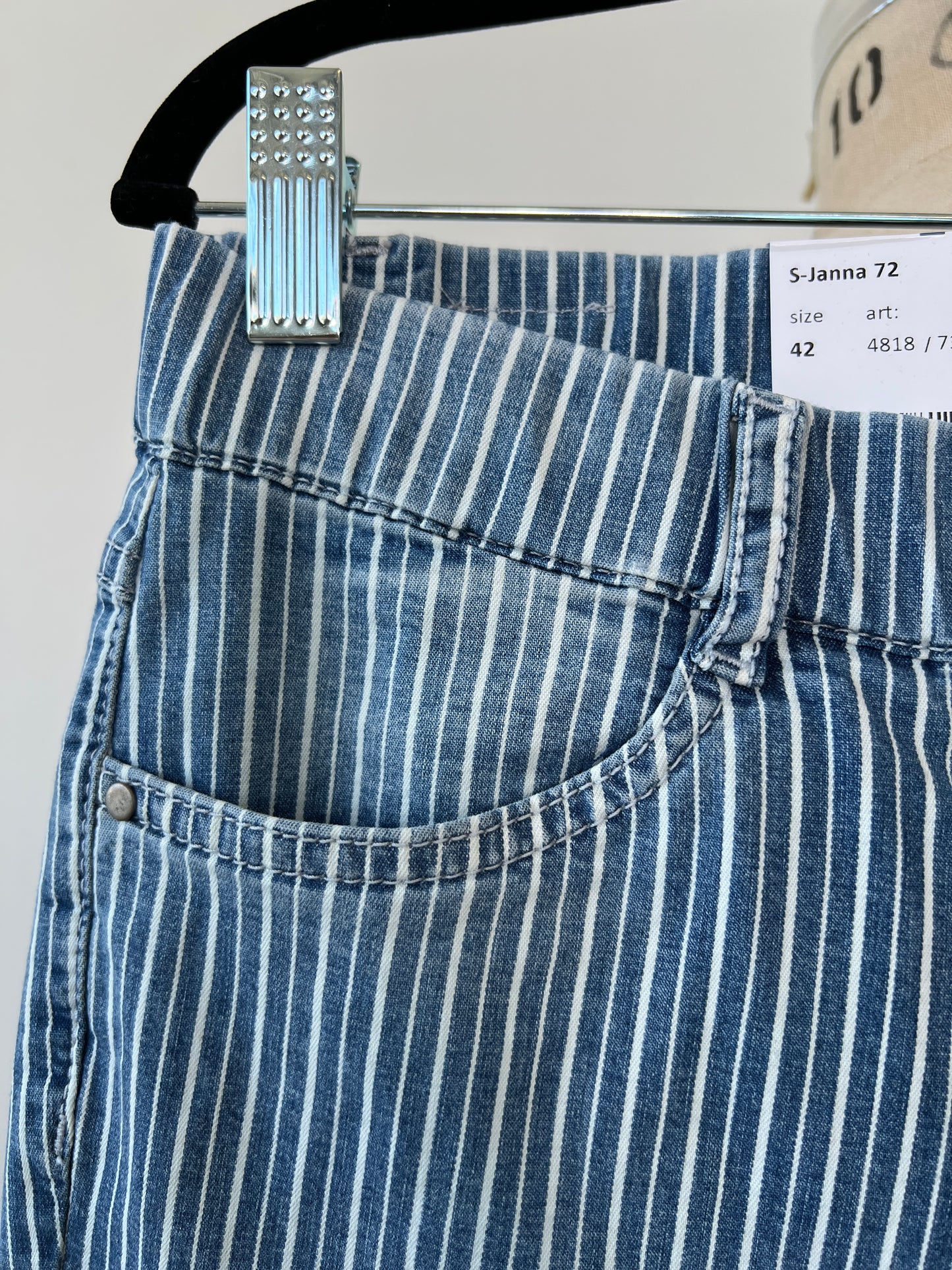 Pantalon legging bleu à rayures blanches façon denim usé (6/12/14/16/18/20)