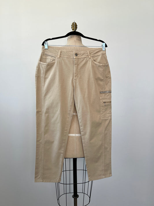 Pantalon cargo beige à coupe cigarette (S-L-XL)