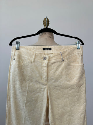 Floral Textured Vanilla Cigarette Pants (S/M)