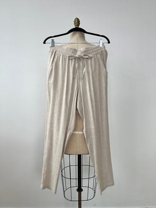 Sand linen elasticated waist trousers (S)