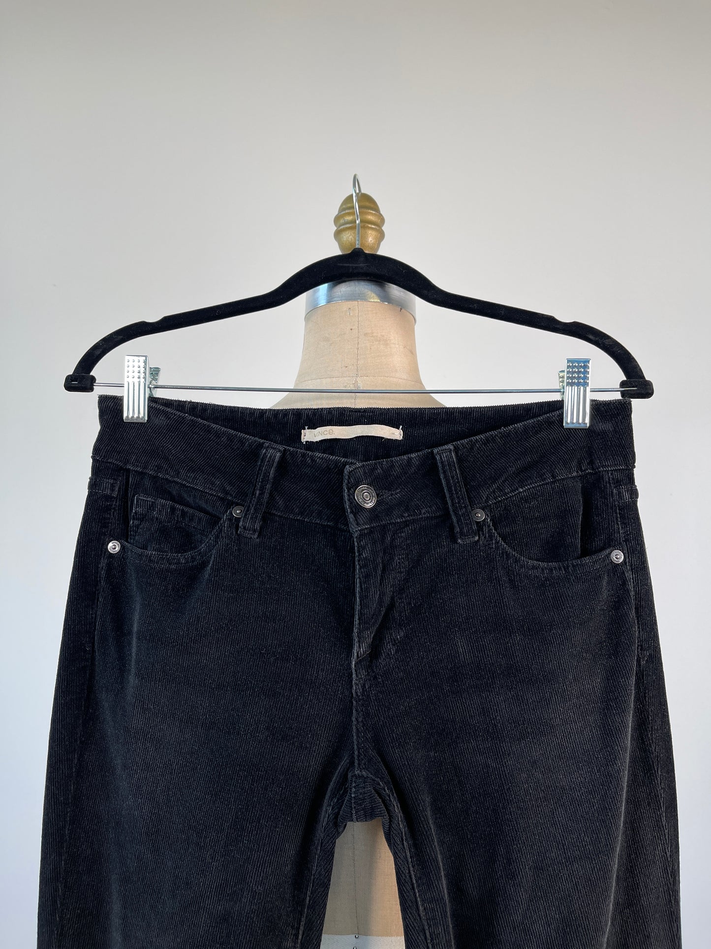 Pantalon en corduroy noir à ourlet évasé (XS)