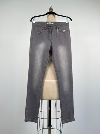 Pantalon skinny en denim gris effet usé  (XS)