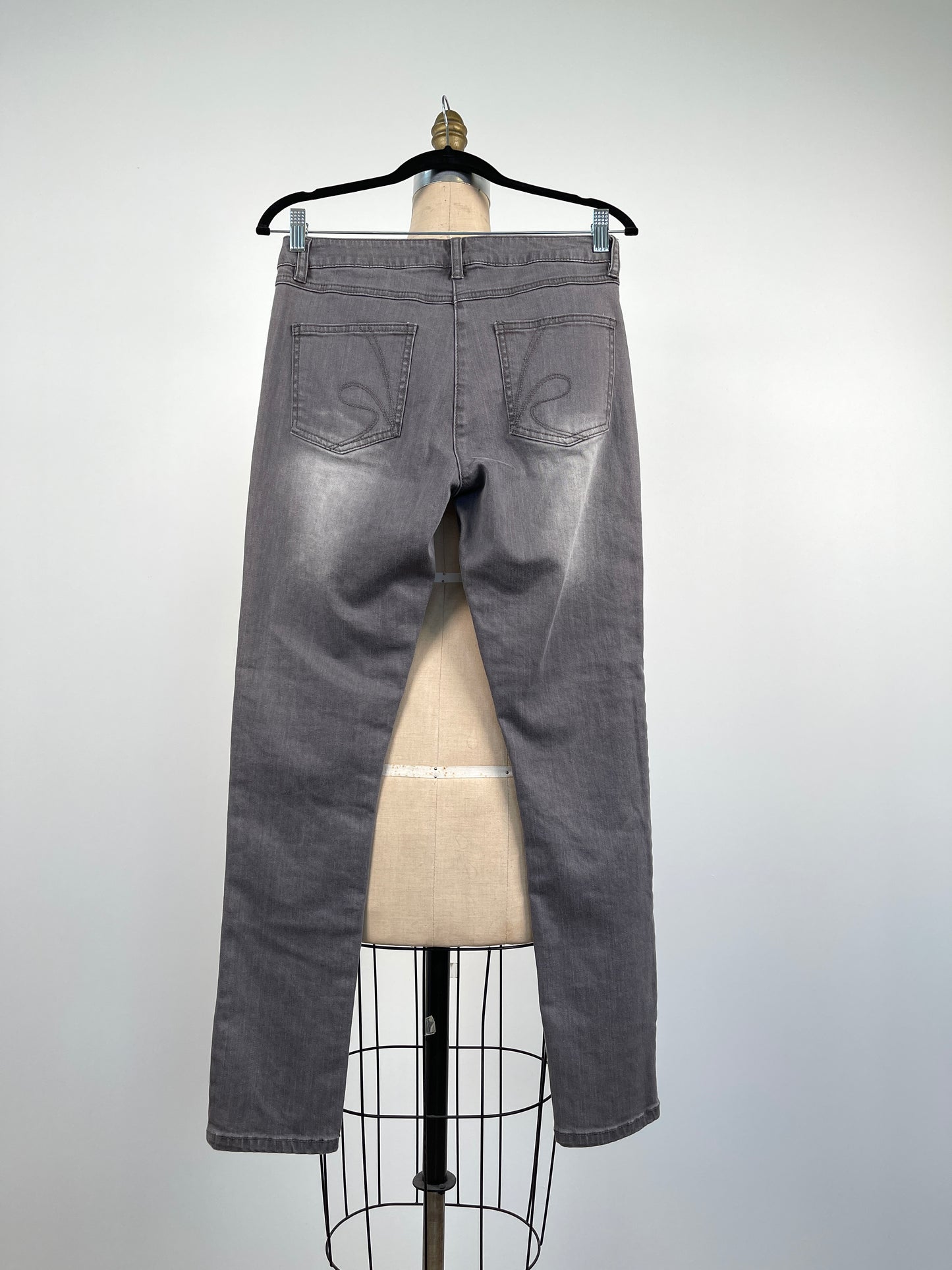 Pantalon skinny en denim gris effet usé  (XS)