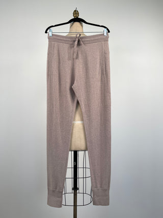 Pure cashmere jogger pants in pinkish beige (M)