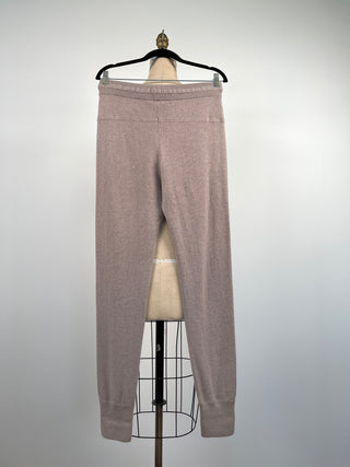 Pure cashmere jogger pants in pinkish beige (M)