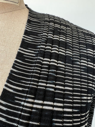 Luxurious black and white striped knitted jacket (S)