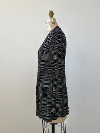 Luxurious black and white striped knitted jacket (S)