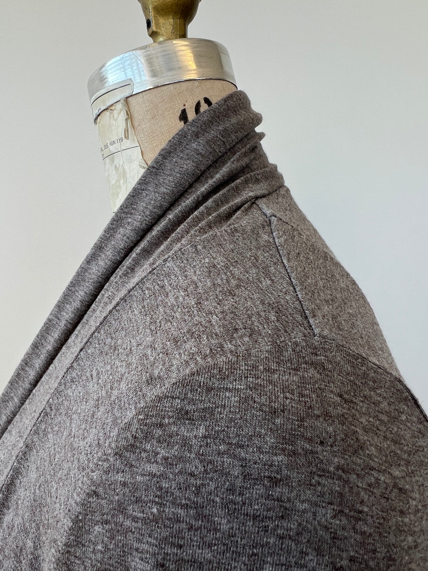 Veste taupe chiné ouverte en tricot doux lavable (XS)