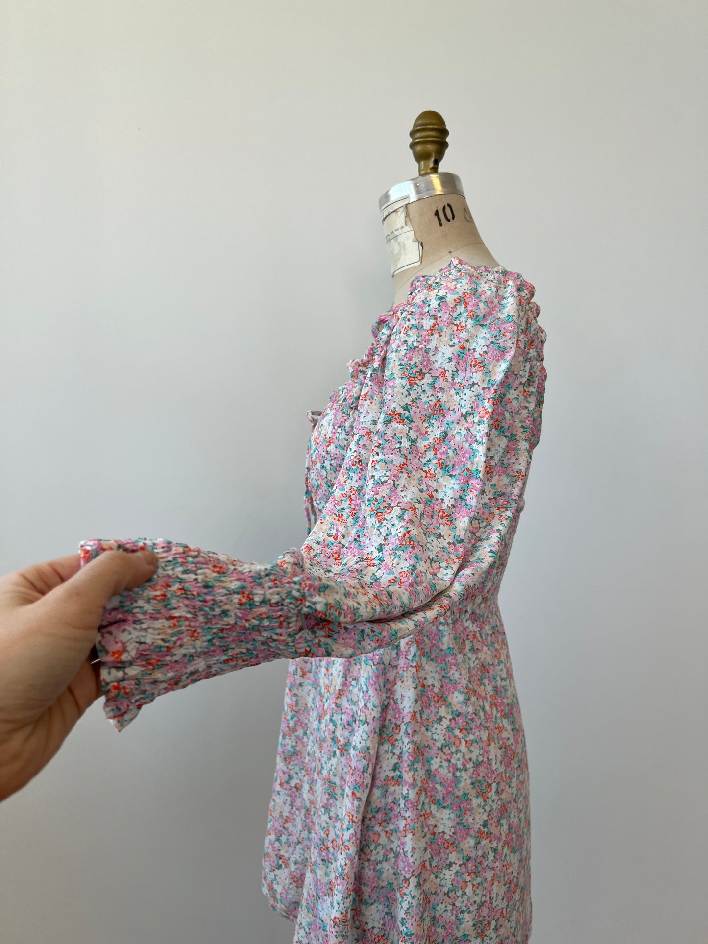 Robe bohème à imprimé floral pastel (S)