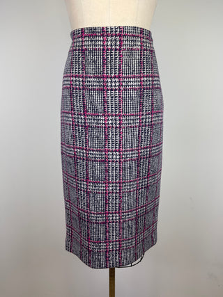 Navy and pink prince of wales pencil skirt (4+6)