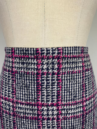 Navy and pink prince of wales pencil skirt (4+6)