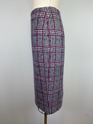 Navy and pink prince of wales pencil skirt (4+6)