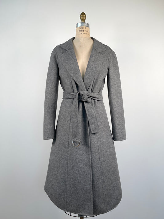 Manteau long cintré en feutre gris (XS/S)
