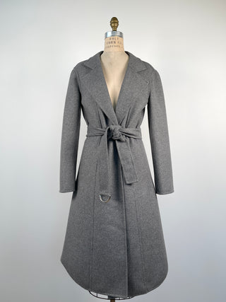 Long fitted coat in grey felt (XS/S)