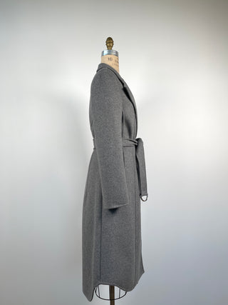 Long fitted coat in grey felt (XS/S)