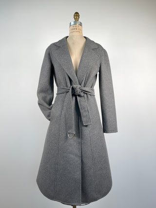 Long fitted coat in grey felt (XS/S)