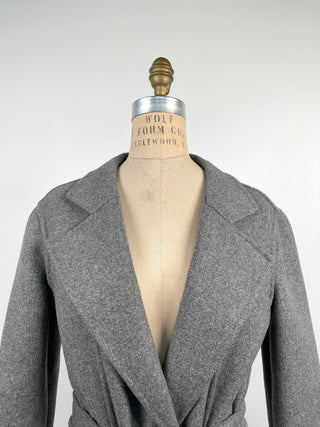 Long fitted coat in grey felt (XS/S)