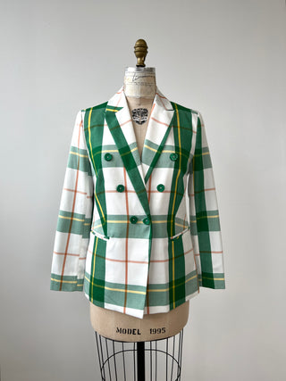 Blazer tartan blanc et vert (4-6-8)