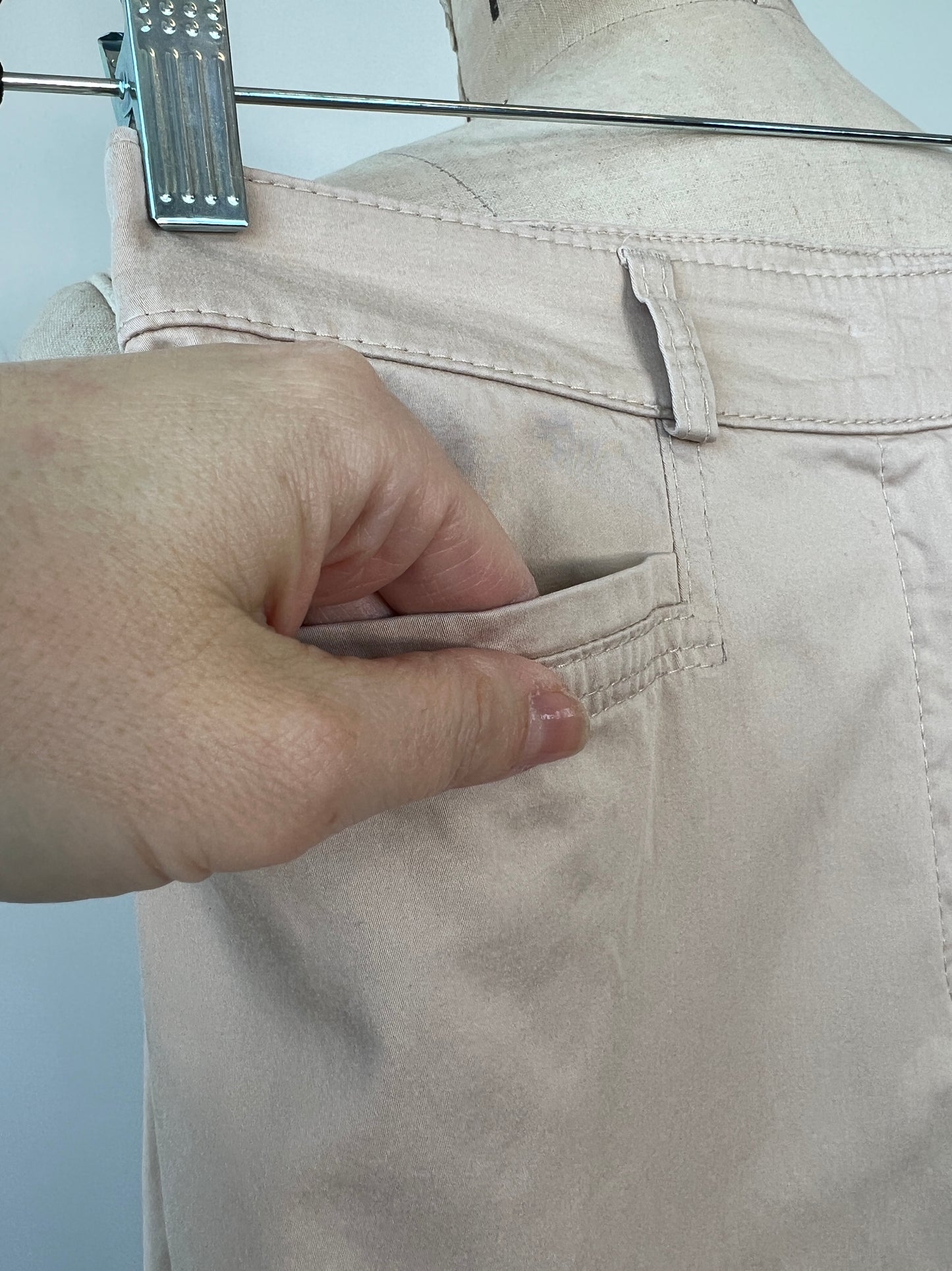 Pantalon ivoire à coupe droite en toile de coton (S)