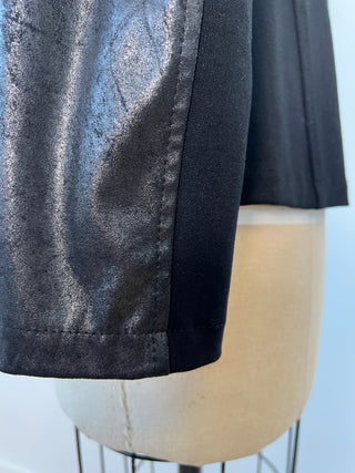 Washable metallic faux leather effect fitted knit jacket (S)