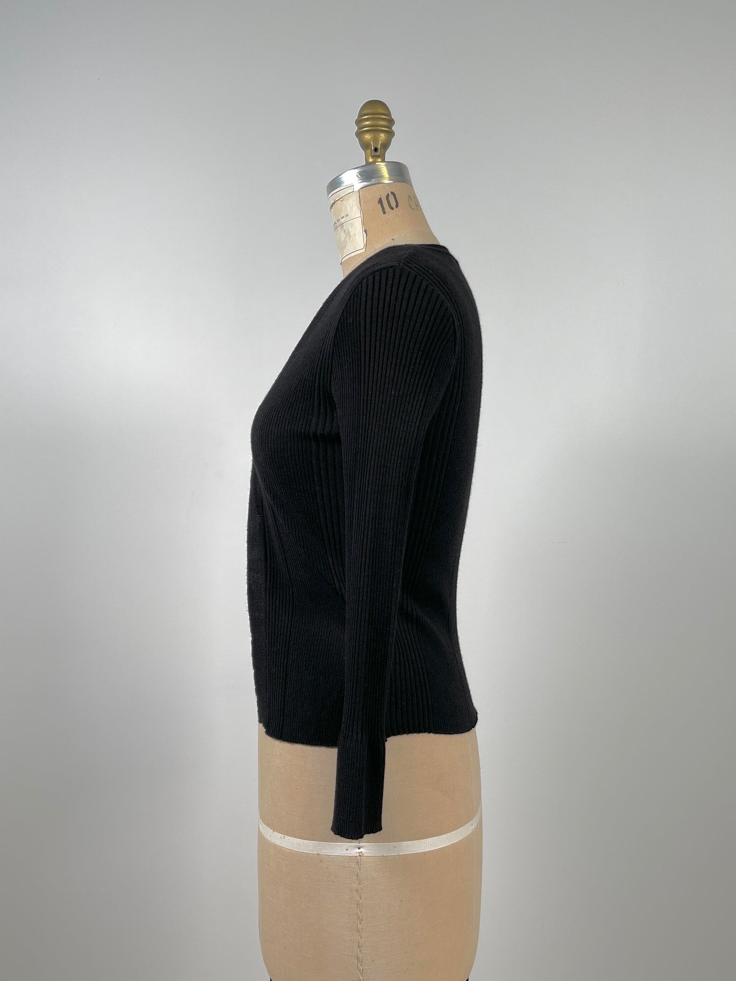 Veste noire ouverte en pure laine mérinos lavable (XS)