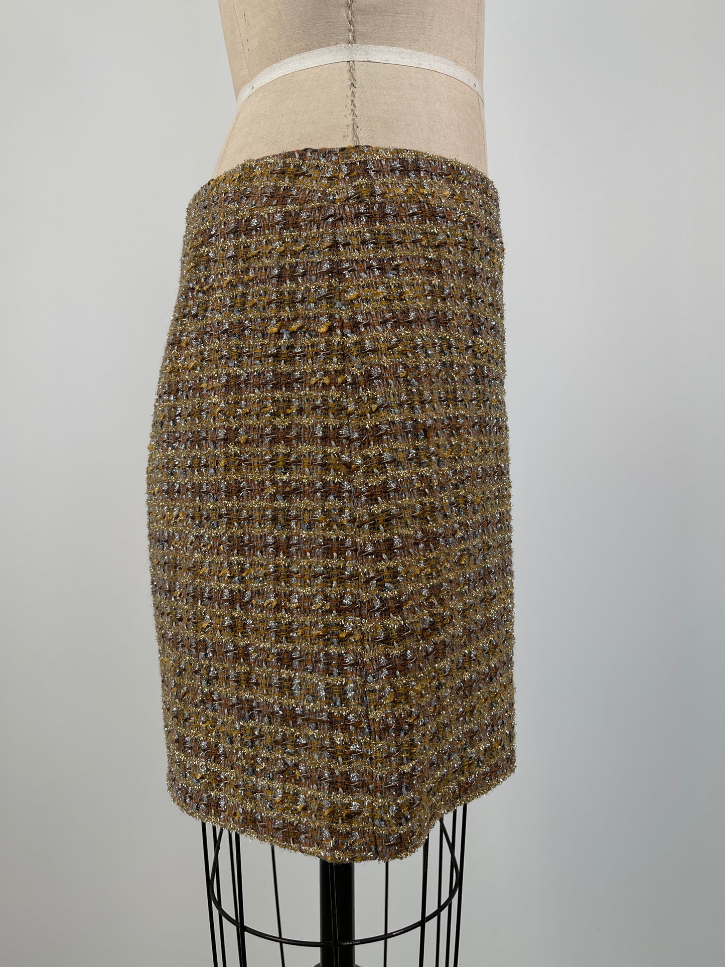 Jupe en tricot de laine texturé  or (8)