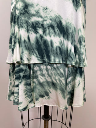 Robe luxueuse à imprimé tie dye émeraude lavable (S)