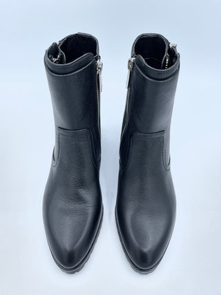 Black leather ankle boots with zippers (6) 