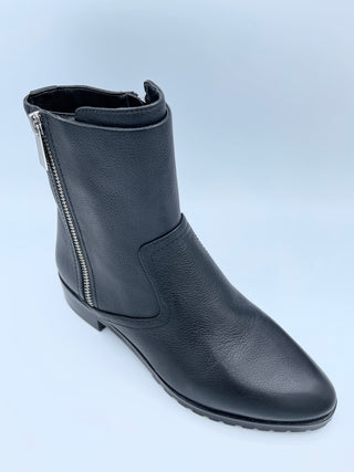 Black leather ankle boots with zippers (6) 