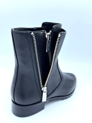 Black leather ankle boots with zippers (6) 