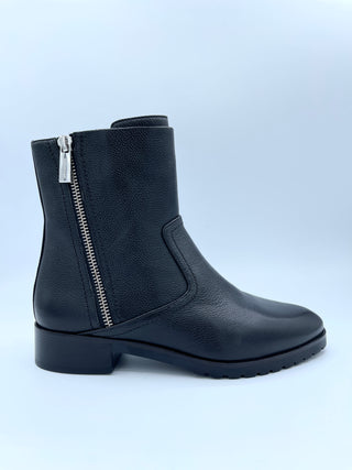 Black leather ankle boots with zippers (6) 