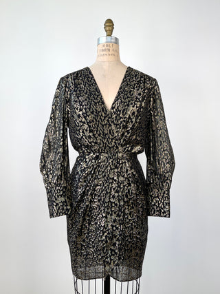 Robe noire et or en soie doublée à décolleté V devant et dos (6)