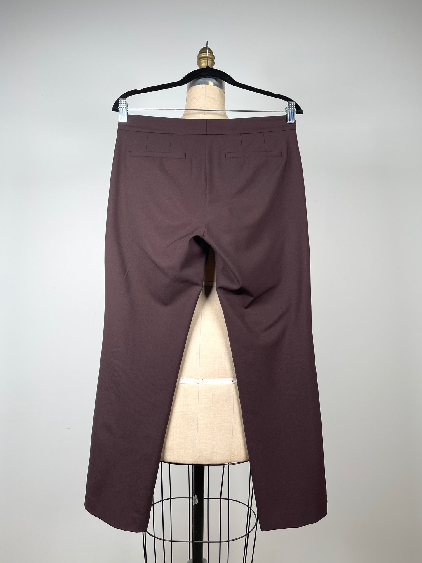 Pantalon habillé en fine laine extensible chocolat  (XS)