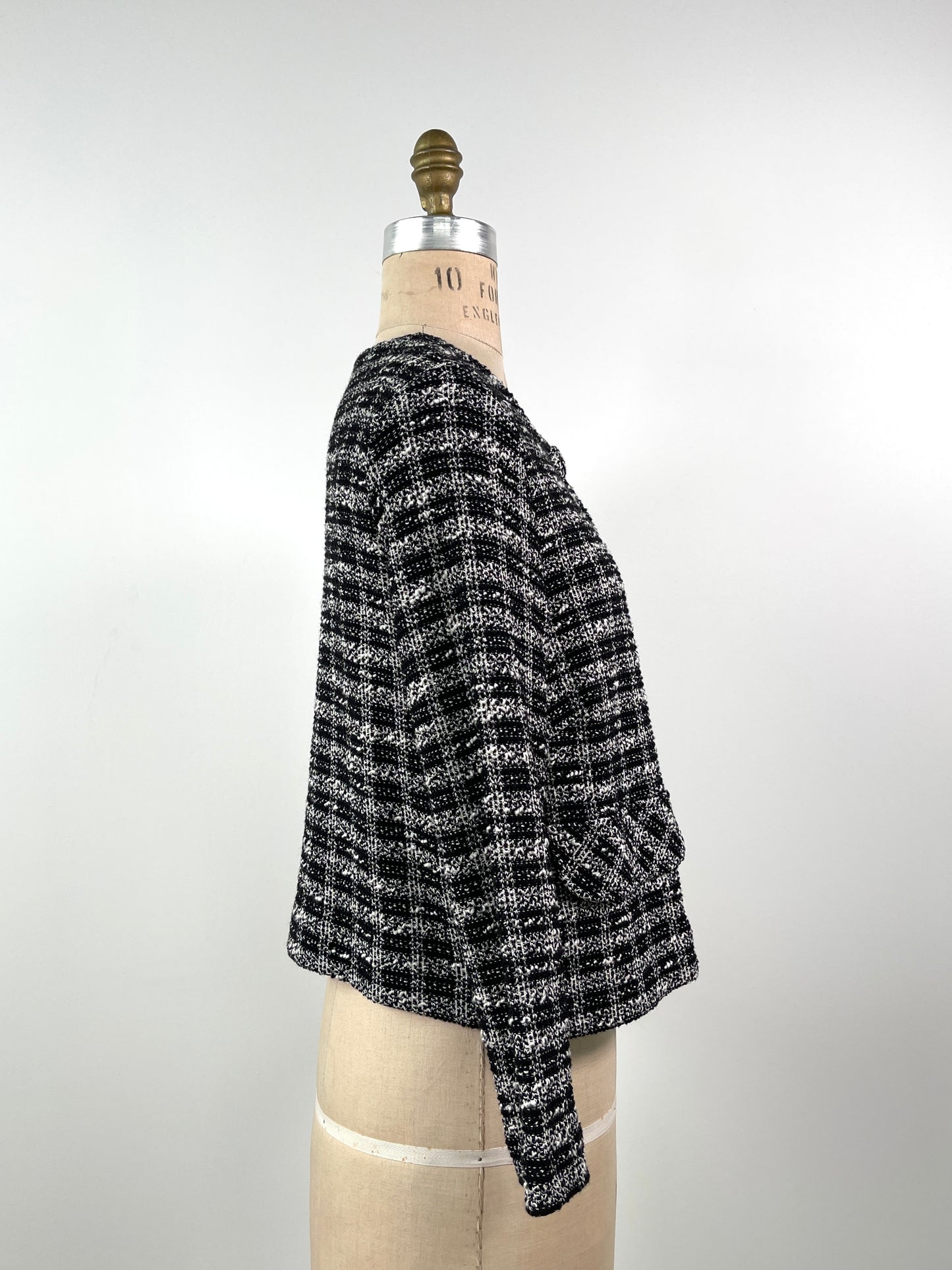 Cardigan en tricot à carreaux noir et blanc lavable (XS/S)