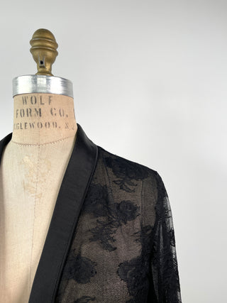 Black tuxedo blazer in tulle and silk (S/M/L)