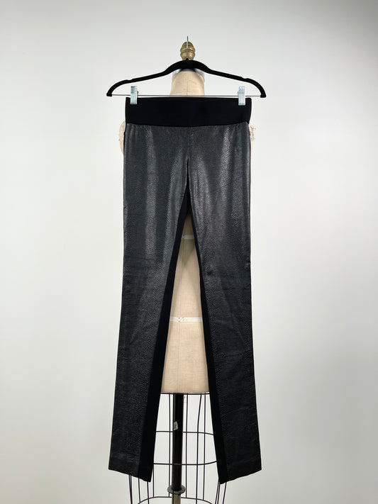 Pantalon legging bi-matières noir effet croco (XXS)
