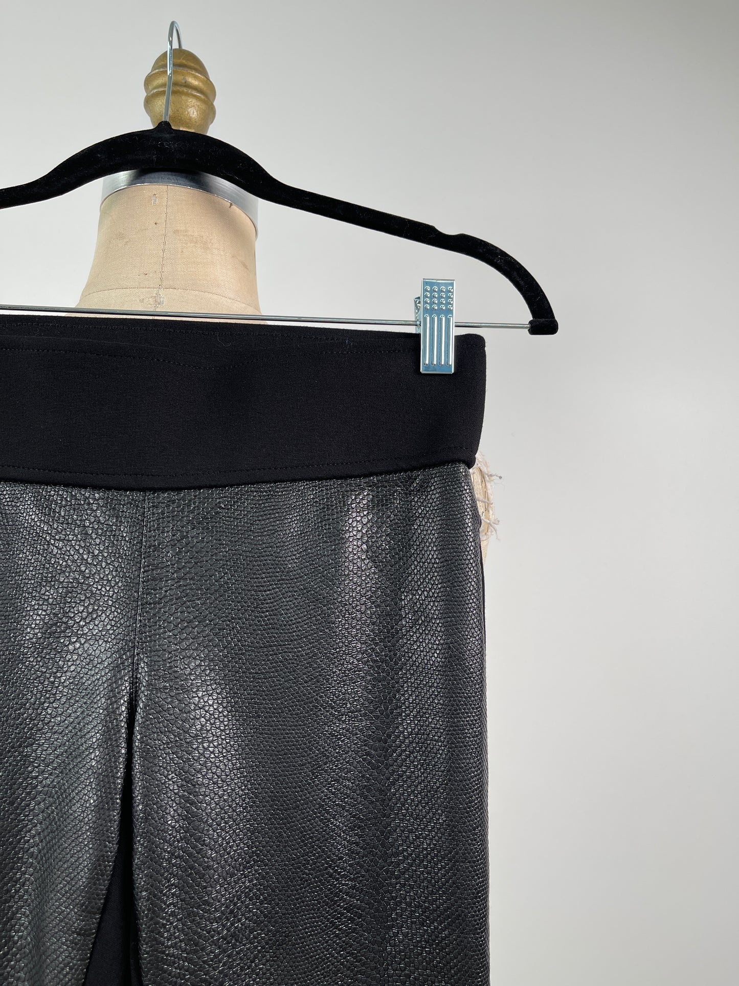 Pantalon legging bi-matières noir effet croco (XXS)