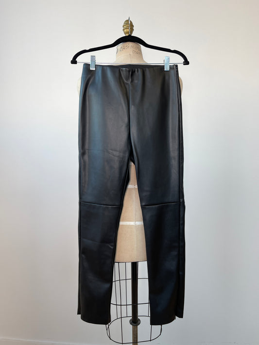 Pantalon legging noir en faux cuir (XS)