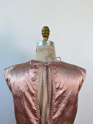 Pink champagne satin tunic with floral texture (32 to 38)