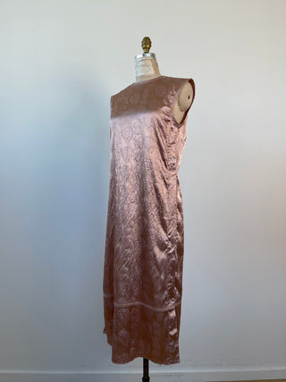 Pink champagne satin tunic with floral texture (32 to 38)