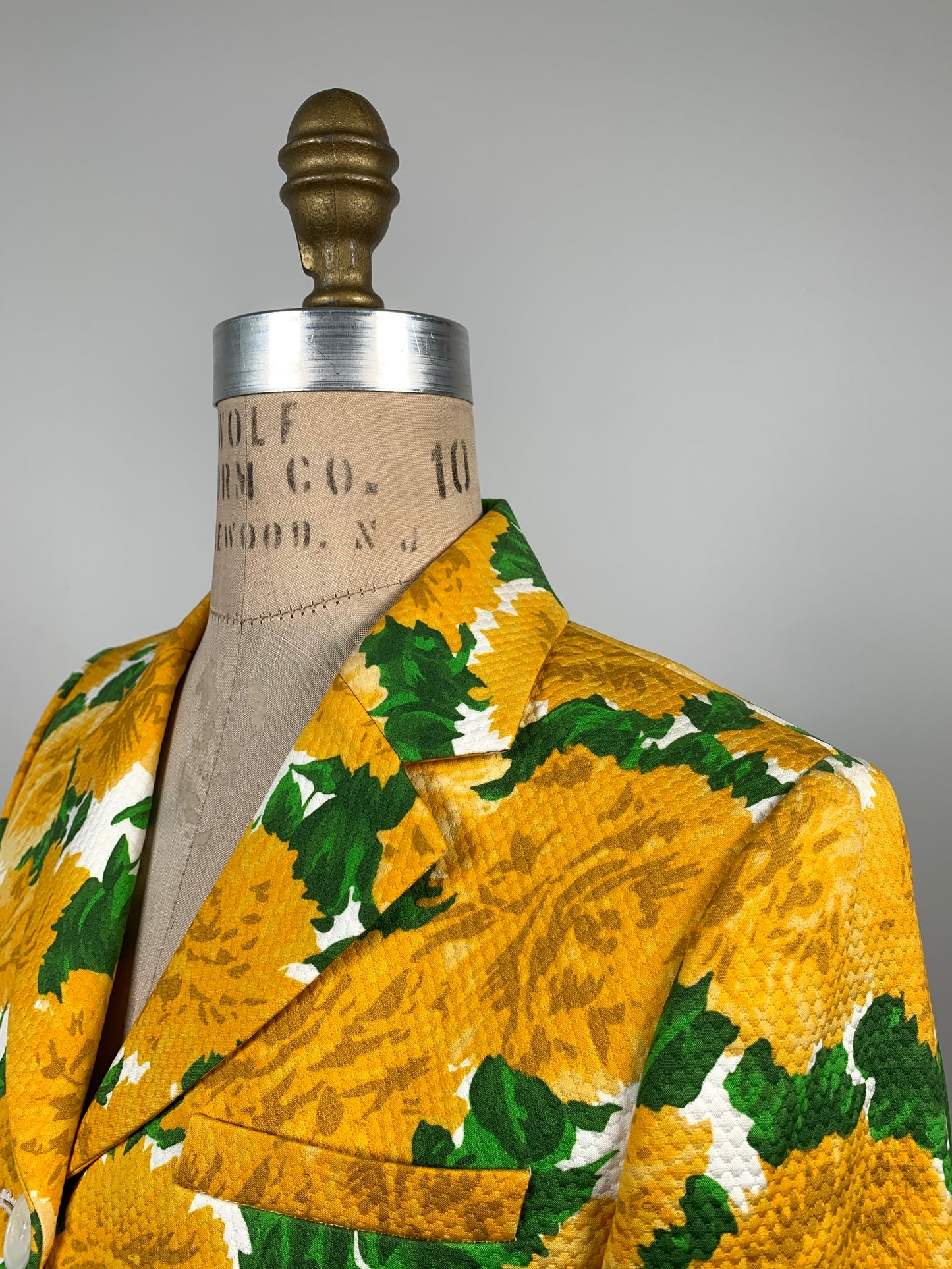 Blazer en coton floral à texture gaufrée (XS)